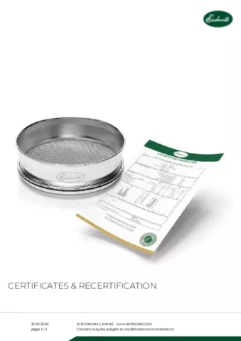 Product data sheet Certificates and Recertification