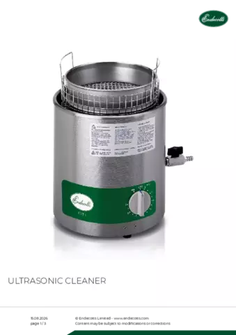 Product data sheet Ultrasonic cleaner